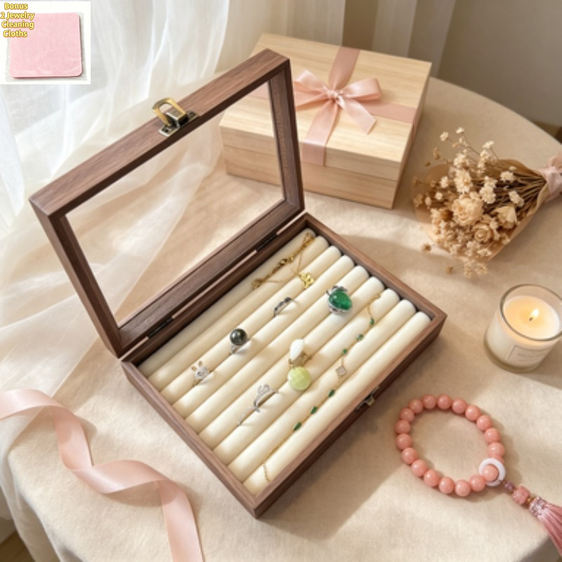 Large Capacity Multi-Slot Ring Storage Box with Cleaning Cloths